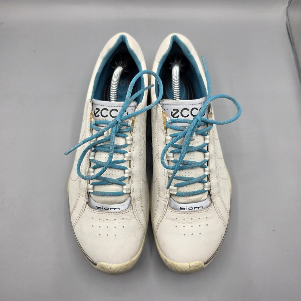 Ecco Biom Golf Shoes Womens 40 White Leather Hyrdomax Spikeless‎ Lace Up - Picture 4 of 15